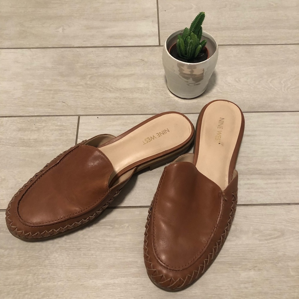 Brown Nine West Mules